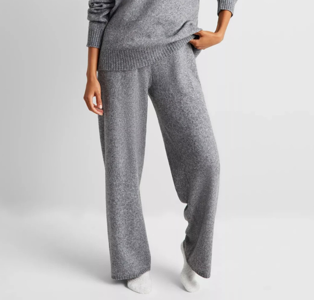 State of Day Intimates Knit Lounge Pants Large Gray Medium Taupe Heather NWT